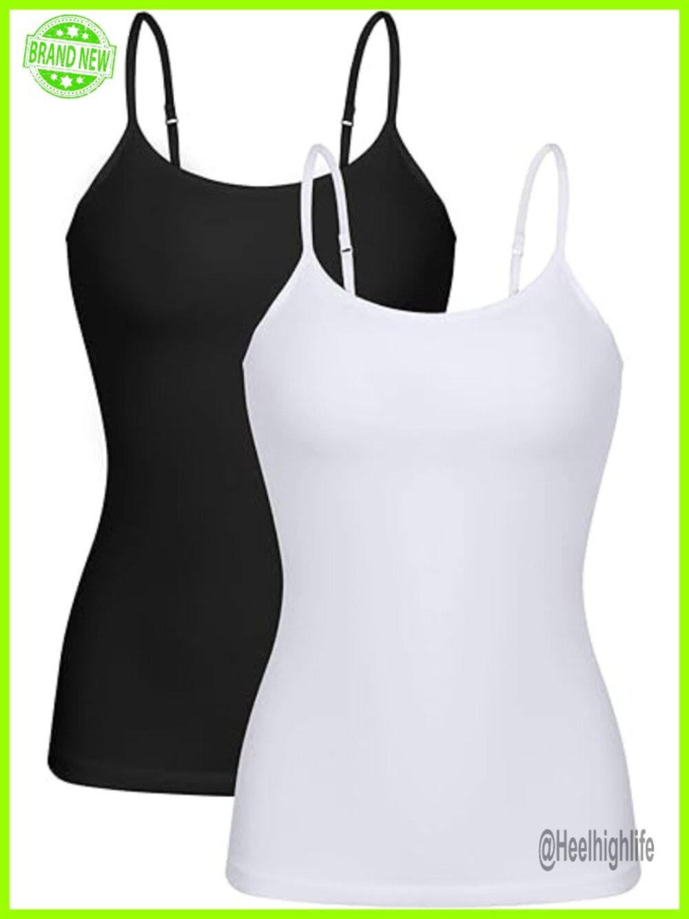 Cotton Camisole Tank Top with Shelf Bra Adjustable Spaghetti Straps